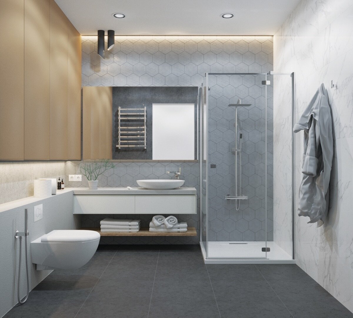 Серая ванная комната дизайн