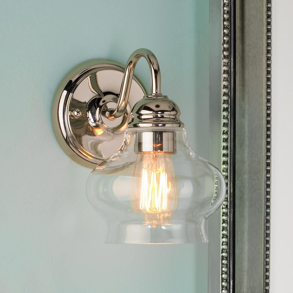 Лампочки в ванную. Бра Nickel Clear Glass l14 h95. B4019 настенный светильник Sconce Glass. Светильники прозрачные для ванной комнаты настенные. Светильник в ванную с лампочкой.