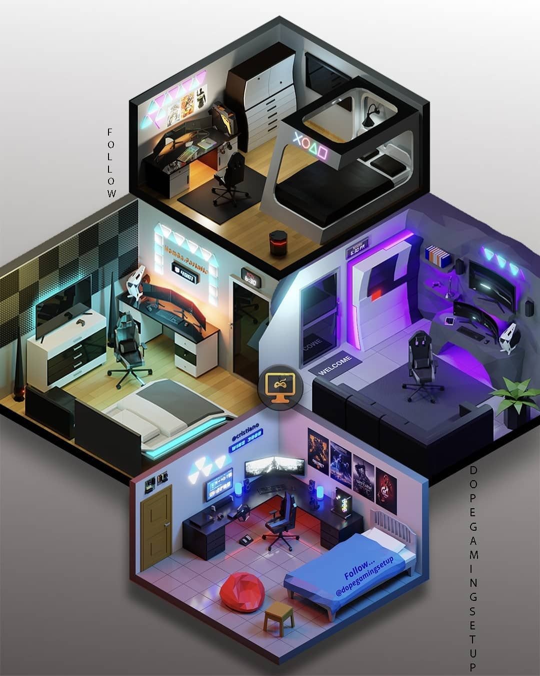 Игры расставлять комнаты. 3d isometric Room гейминг. Компьютерная комната. Планировка комнаты. Дизайнерские геймерские комнаты.