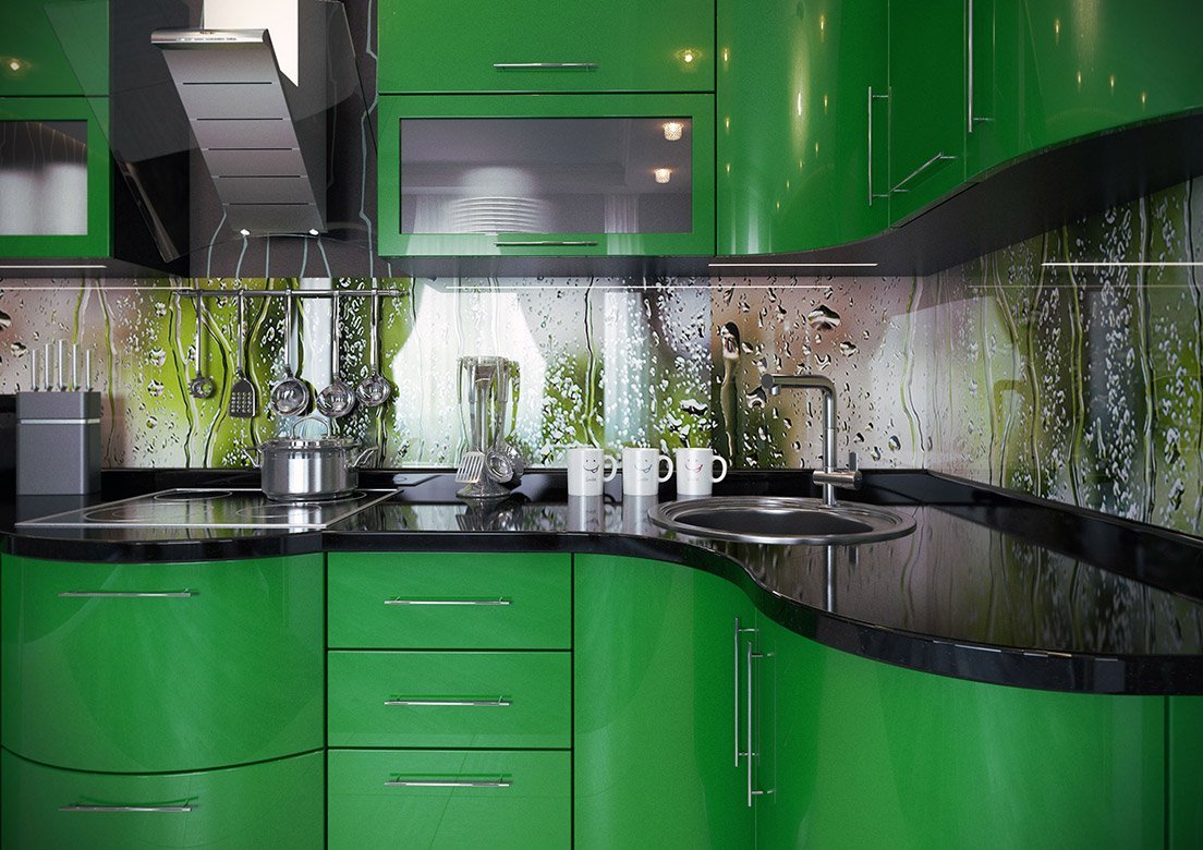 Кухня матовая зеленая