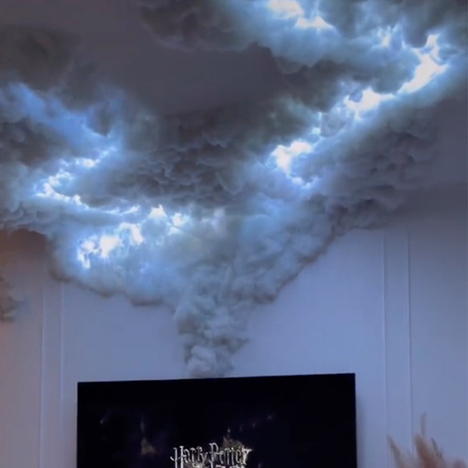 Потолок облака с подсветкой из ваты - 57 фото