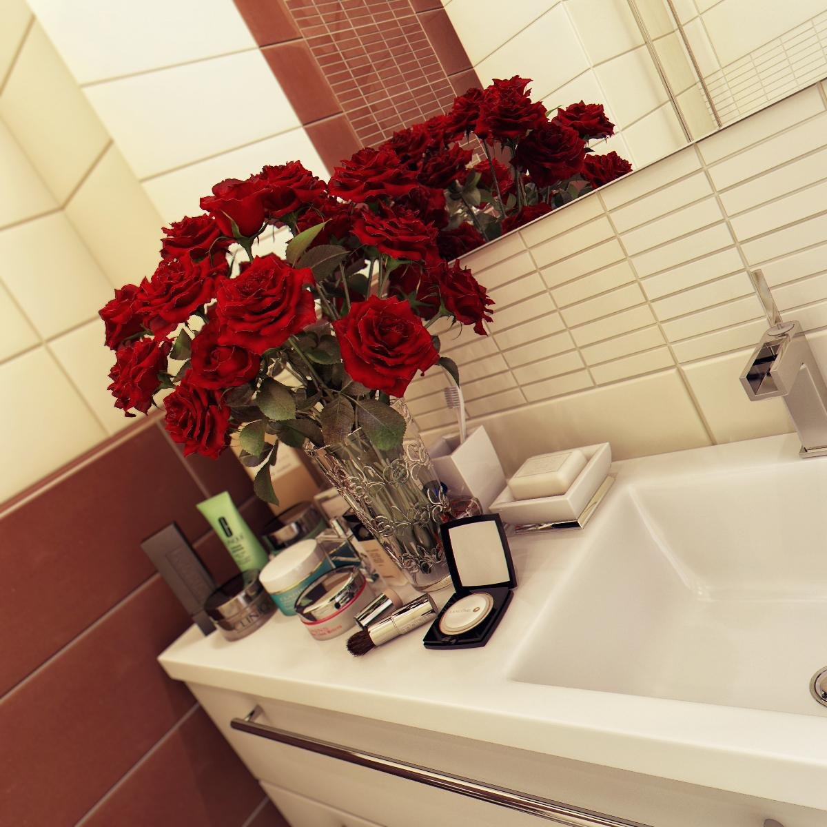 Ванная с лепестками роз
