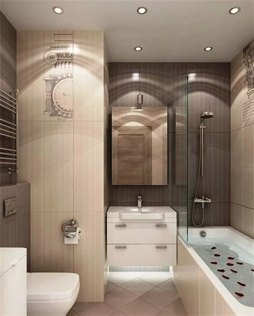 Туалет с ванной совмещенные дизайн