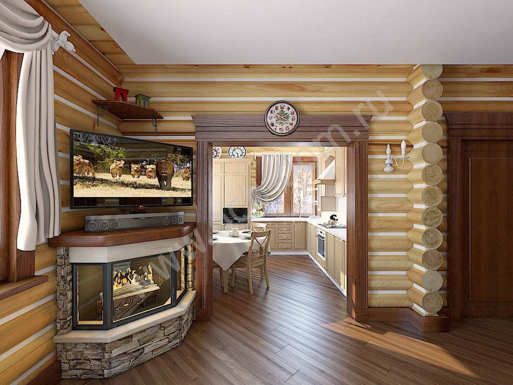 Дизайн в деревянном доме из бруса: фото и примеры