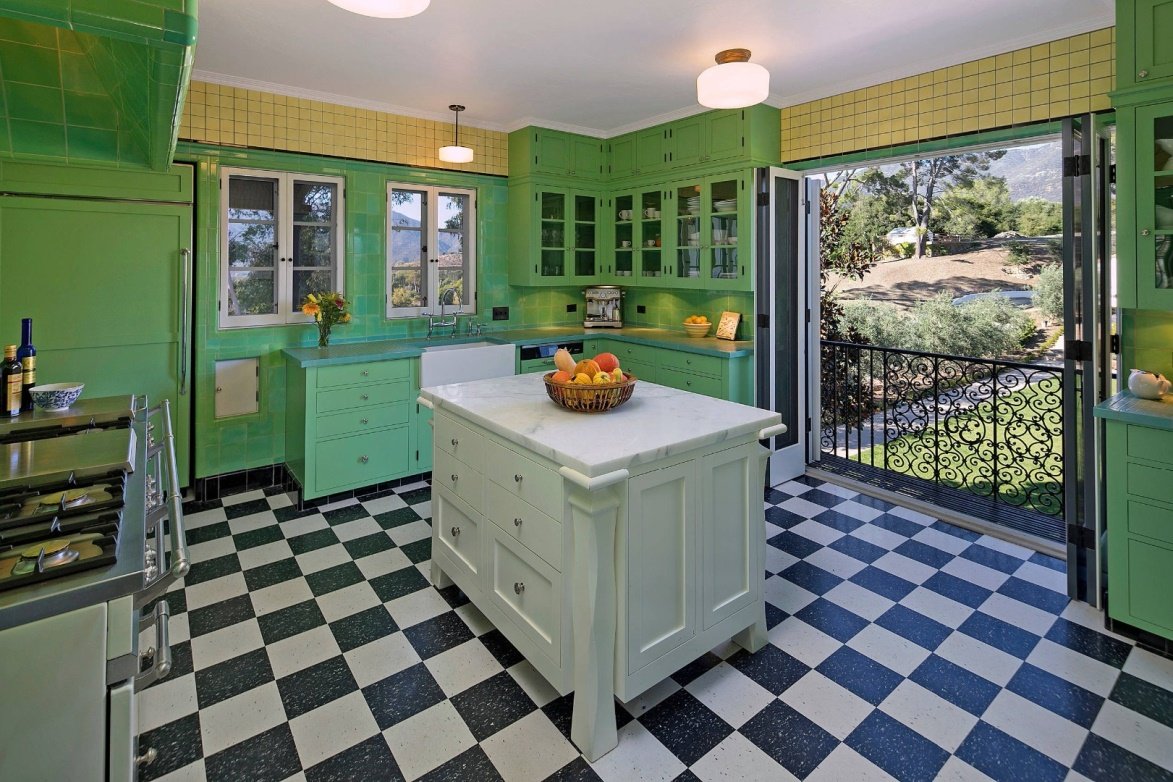 Зеленая плитка для кухни