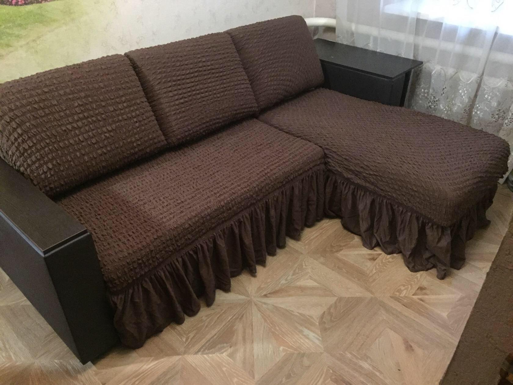 Чехол на угловой диван с полкой - 60 фото