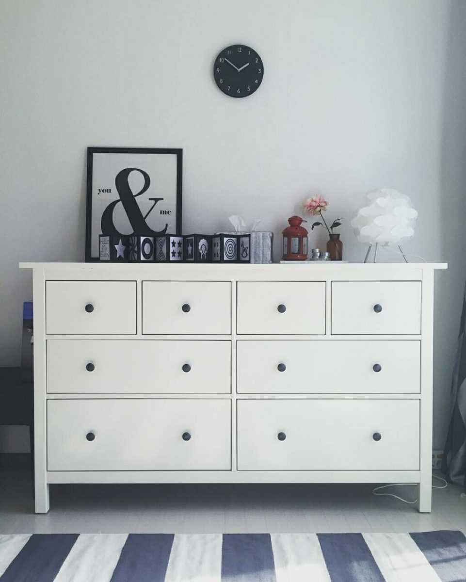 Hemnes хемнэс комод с 3 ящиками белая морилка 108x96 см