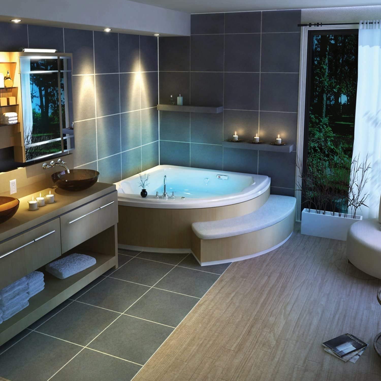 Угловые ванны в интерьере ванной. Красивая ванна. Ванна комната. Шикарная ванная комната. Большая красивая ванна.
