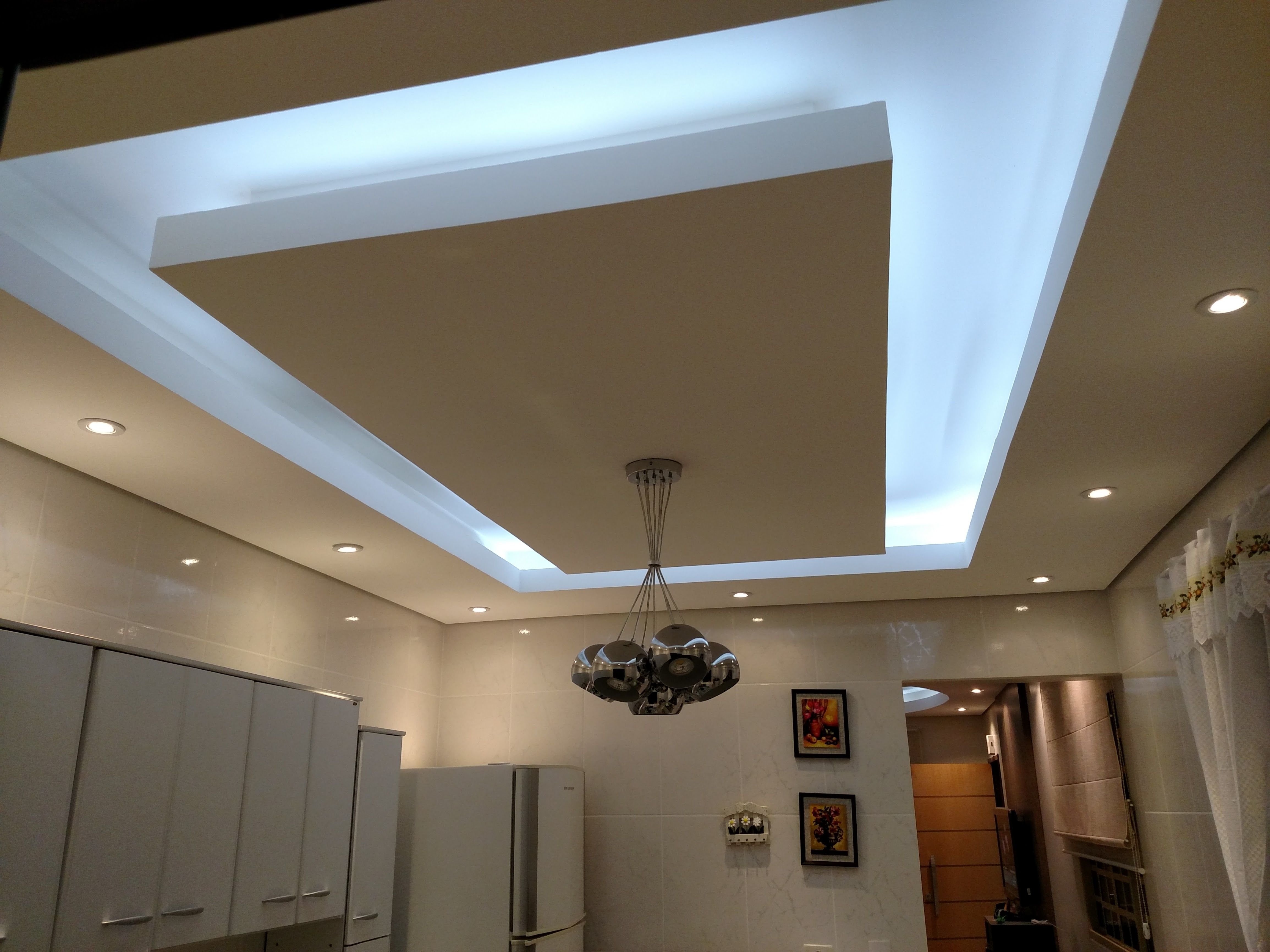 Каркасный потолок с подсветкой - 75 фото