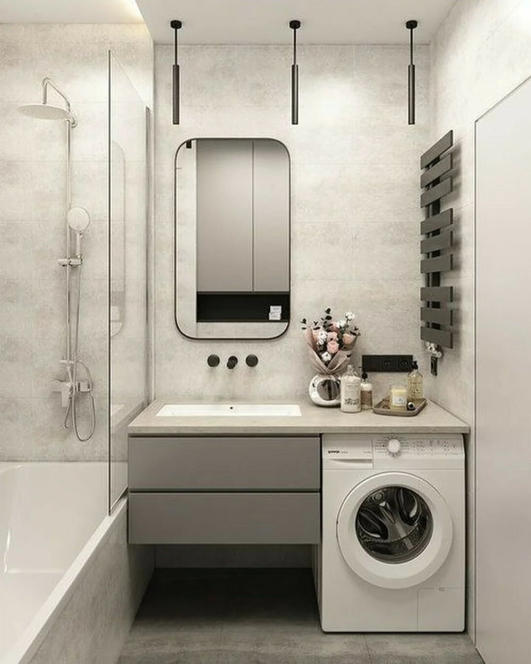 Дизайн туалета со стиральной машиной
