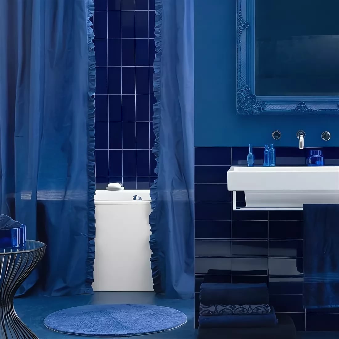 Плитка blue. Ониче синий Керама Марацци. Kerama Marazzi Ониче синий. Синяя ванная. Синяя ванная комната.