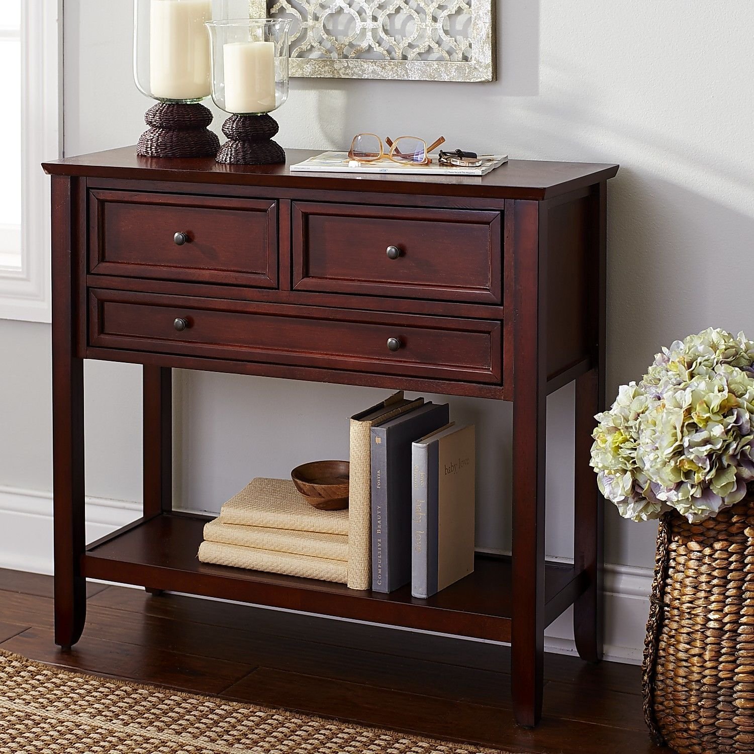 Консольный столик. Morris small Console Table консоль (79х28х84h) см 1 512.017s-BB(Mahagony Black Brown). Деревянная консоль Morris small Console Table kl2724. Столик в прихожую. Консоль с ящиками в прихожую.