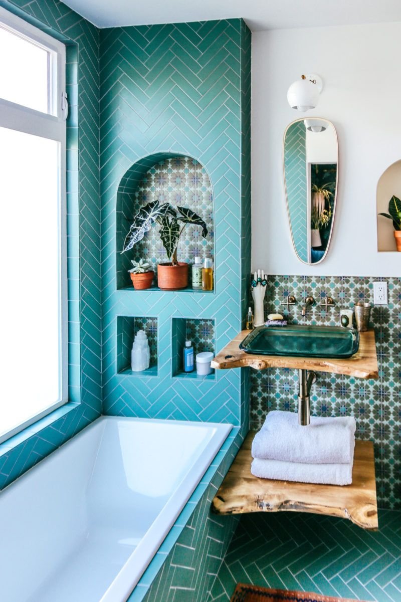 Бирюзовая ванная комната дизайн