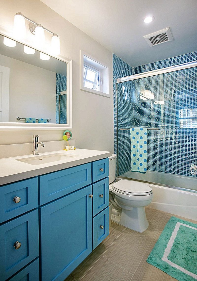 Голубая ванная комната дизайн