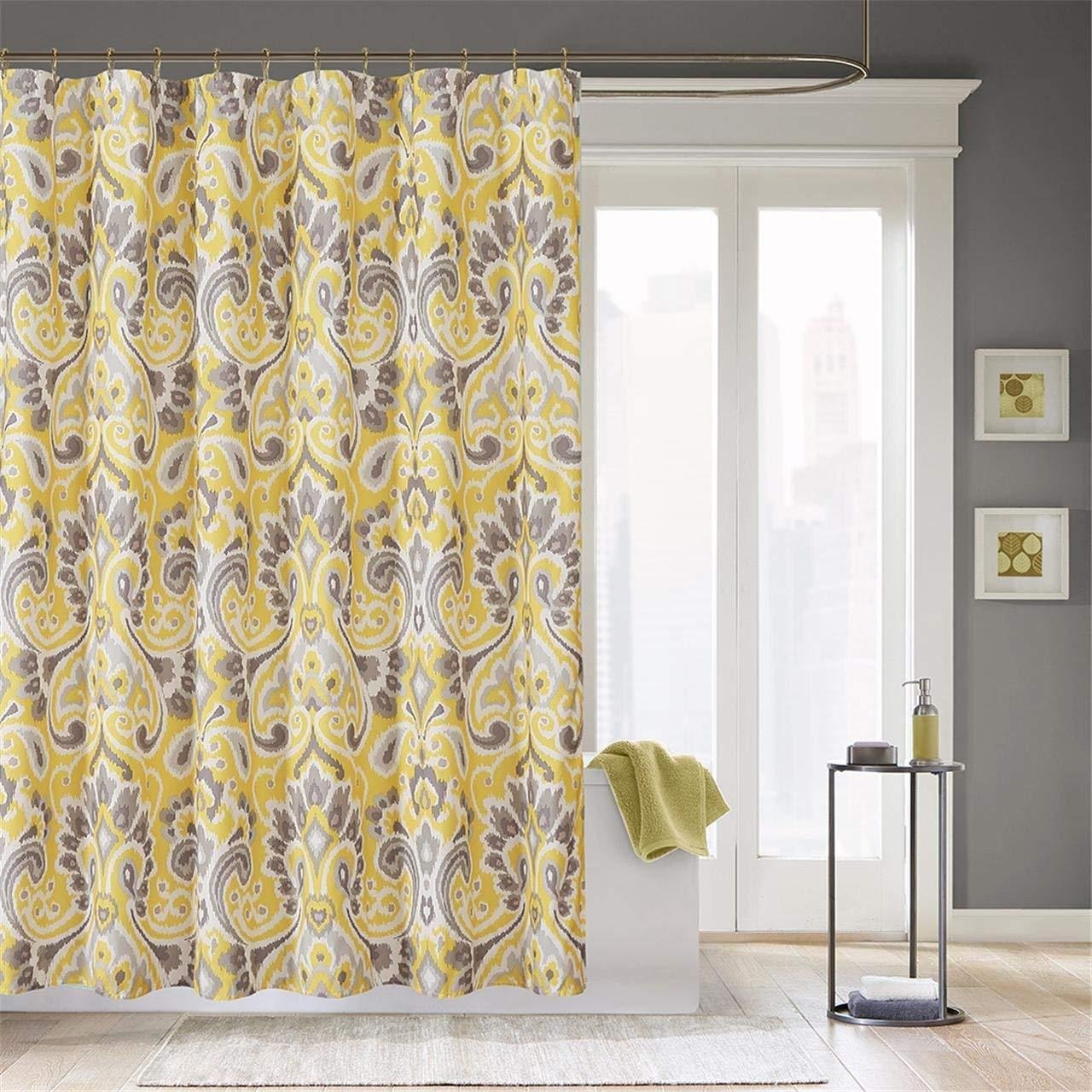 Желтые шторы. Штора Fabric Shower Curtain. Серо желтые шторы. Желтые занавески. Желтые шторы с цветами.