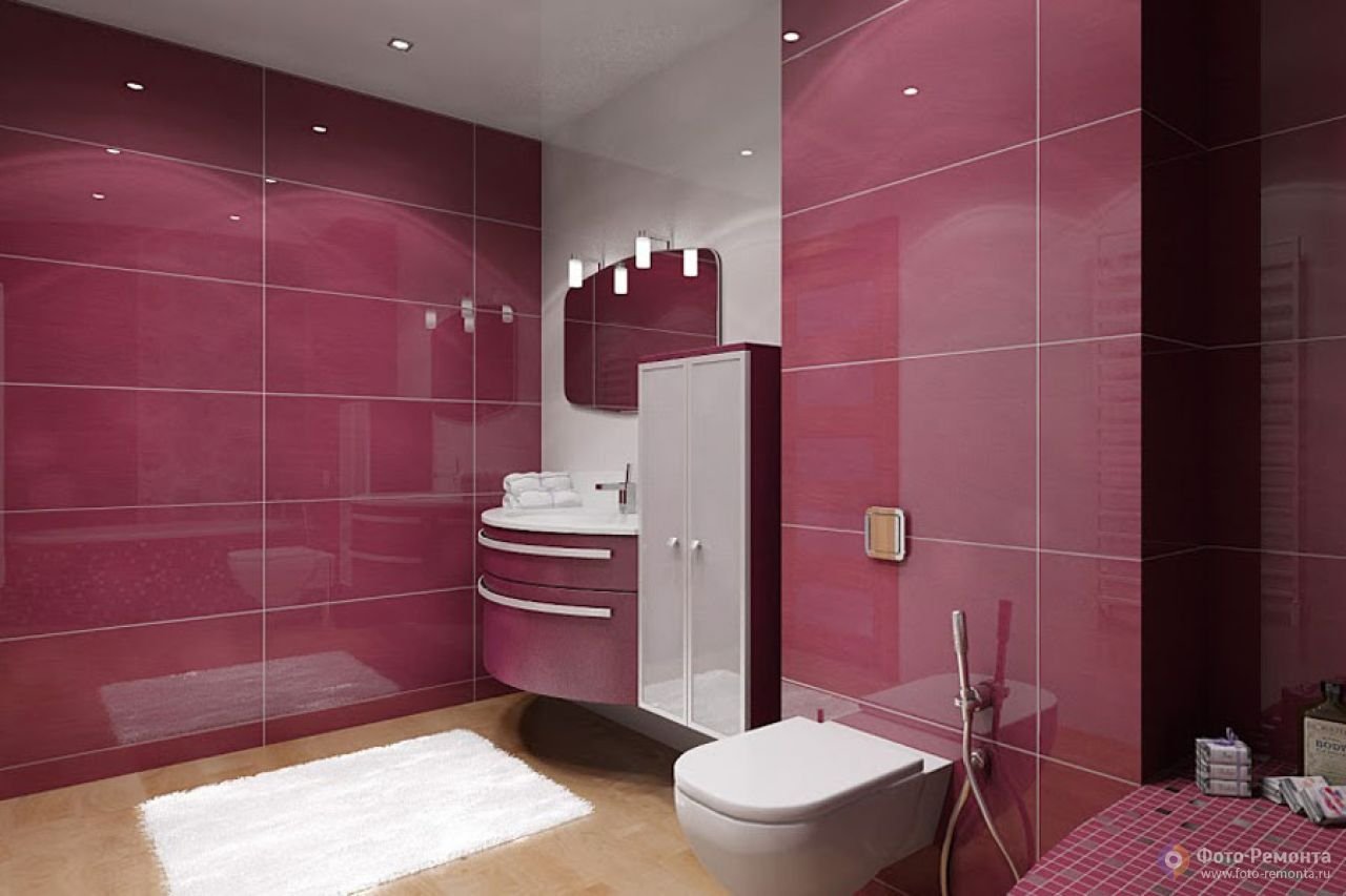 Бордовая ванная комната - 59 фото