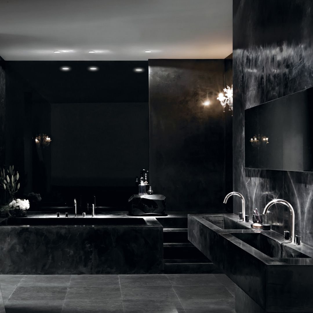 Темный дизайн ванной