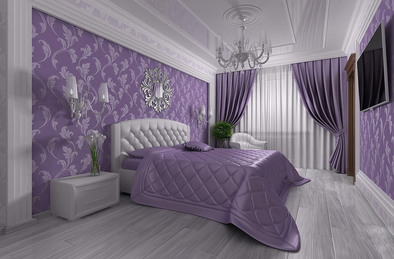 Дизайн спальни лавандовый цвет