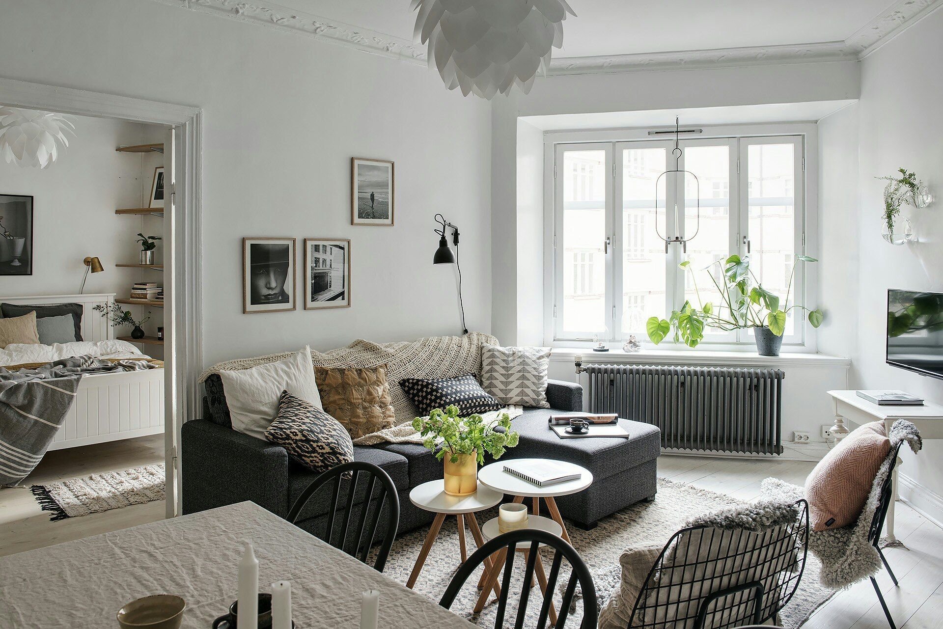 Маленькая гостиная в скандинавском стиле - 55 фото