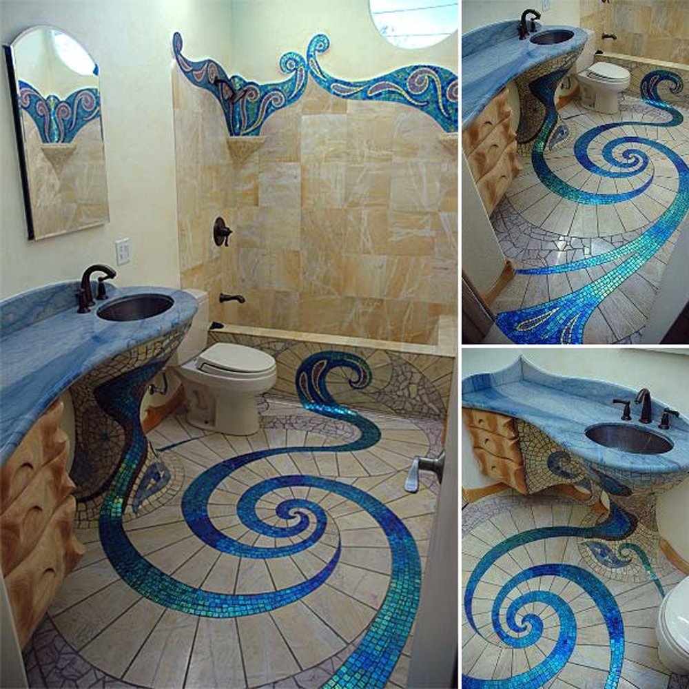 Мозаика на пол в ванную