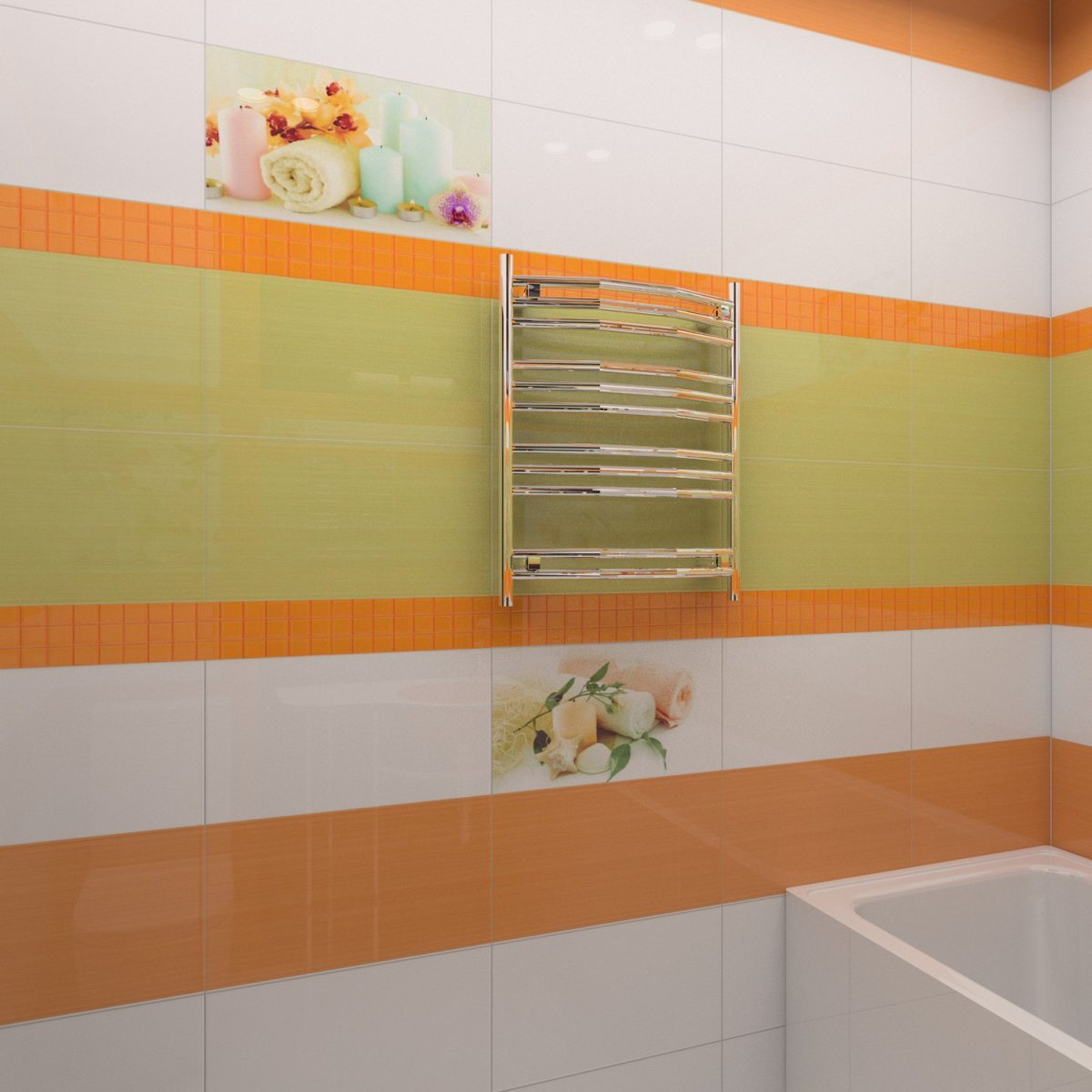 Плитка для ванной оранжевая гамма