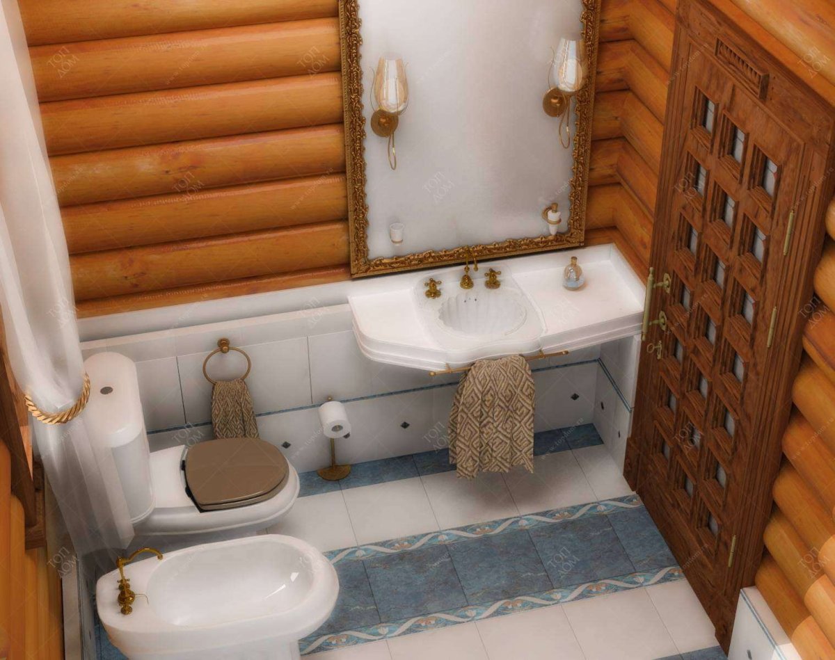 Туалет и душевая в деревянном доме