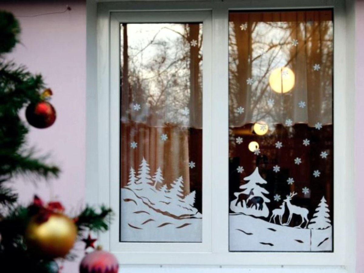 Новогодние украшения на окна своими руками