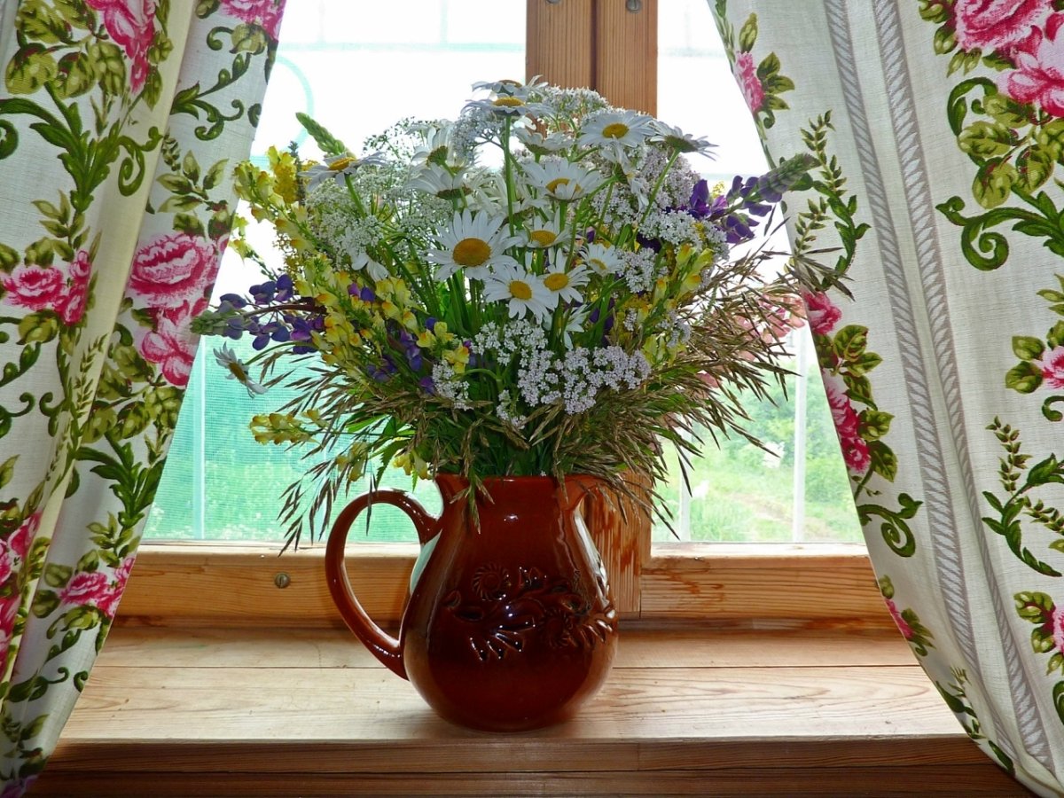 Новый день в мое окно. Цветы на окне. Букет полевых цветов на окне. Весенние цветы на окне. Полевой букет на окне.