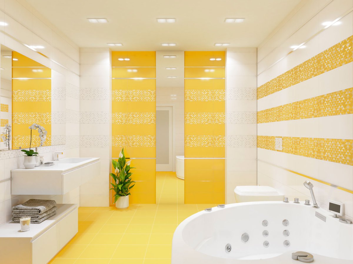 Желтая плитка для ванной