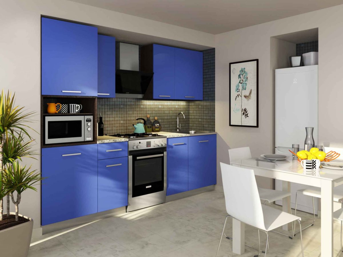 Кухонный гарнитур синего цвета