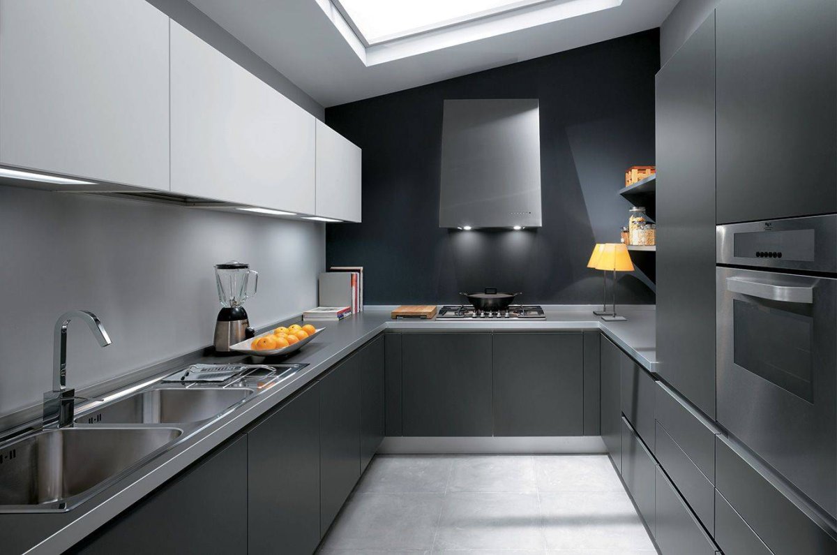 Дизайн кухни темно серого цвета