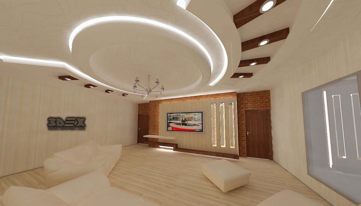Гостиная потолок из гипсокартона