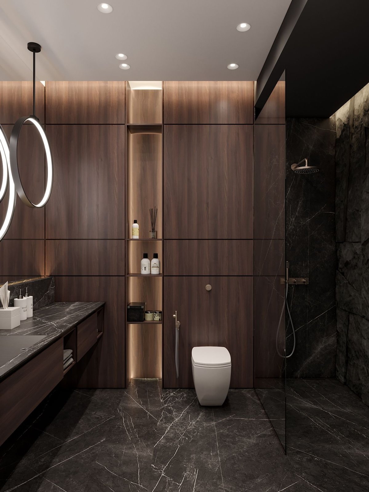 Серо коричневая ванная комната