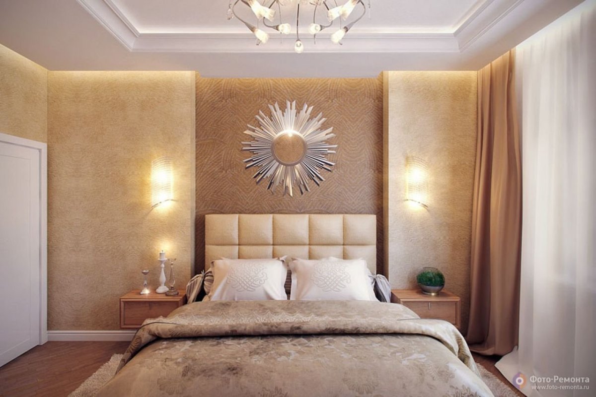 Дизайн спальни с декоративной штукатуркой