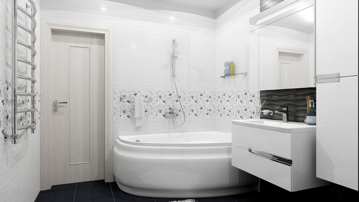 Дизайн ванной в белом цвете