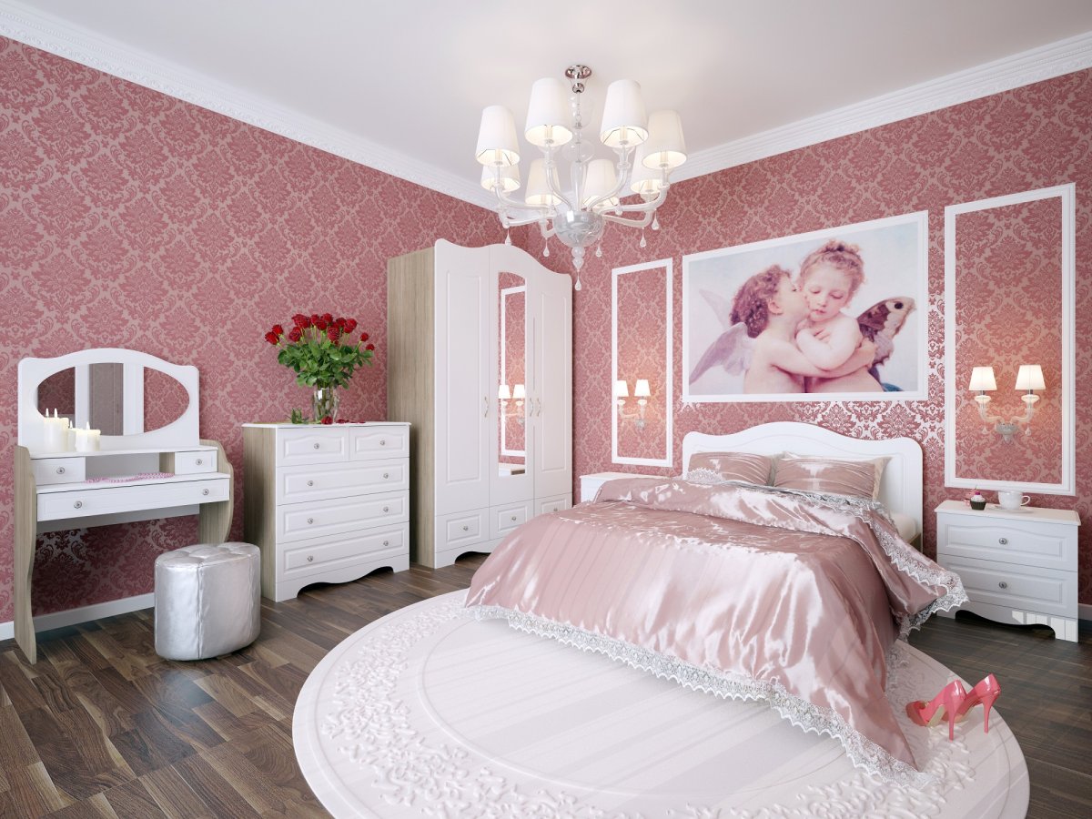 Спальня в розовом цвете