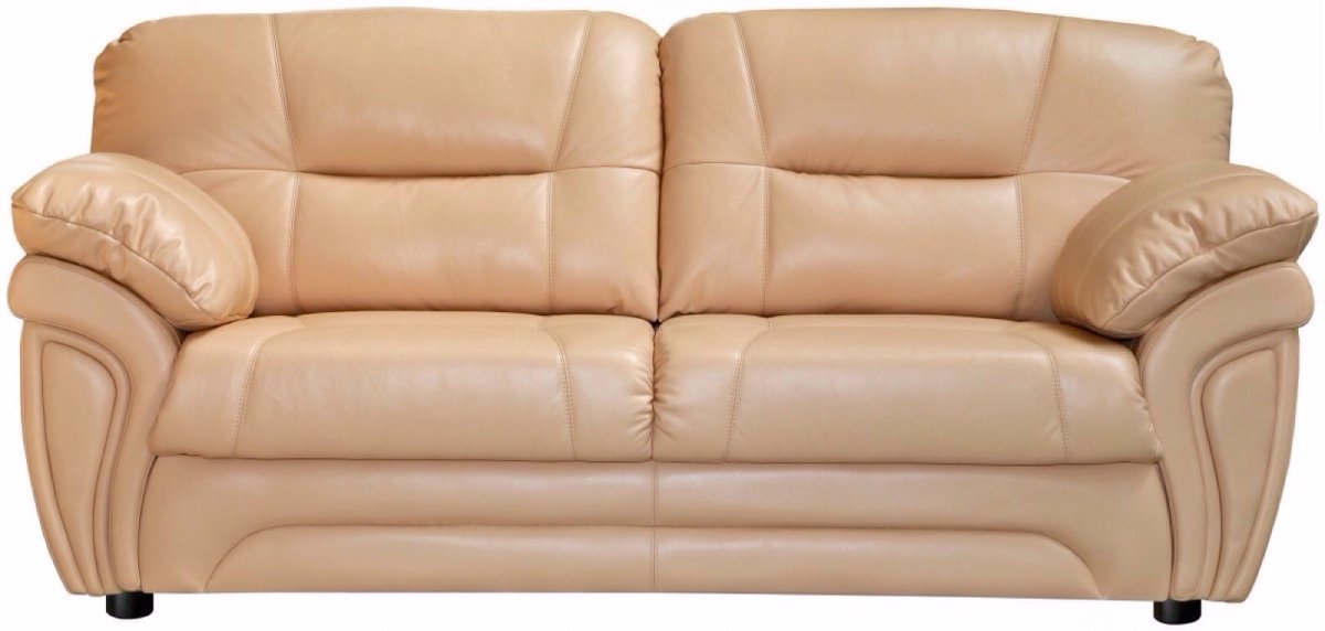 Бежевый кожаный диван
