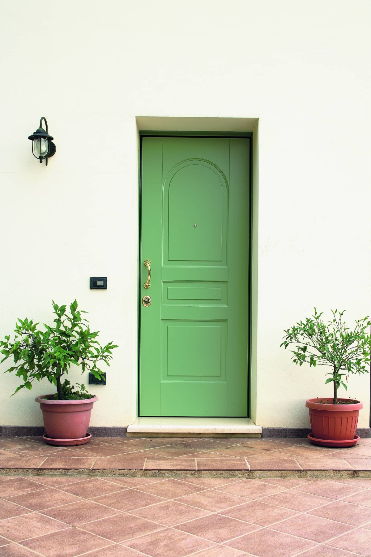Зеленая дверь в интерьере