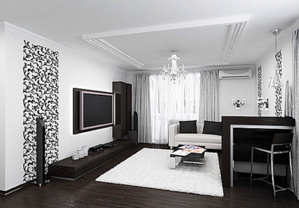 Черно белая гостиная дизайн