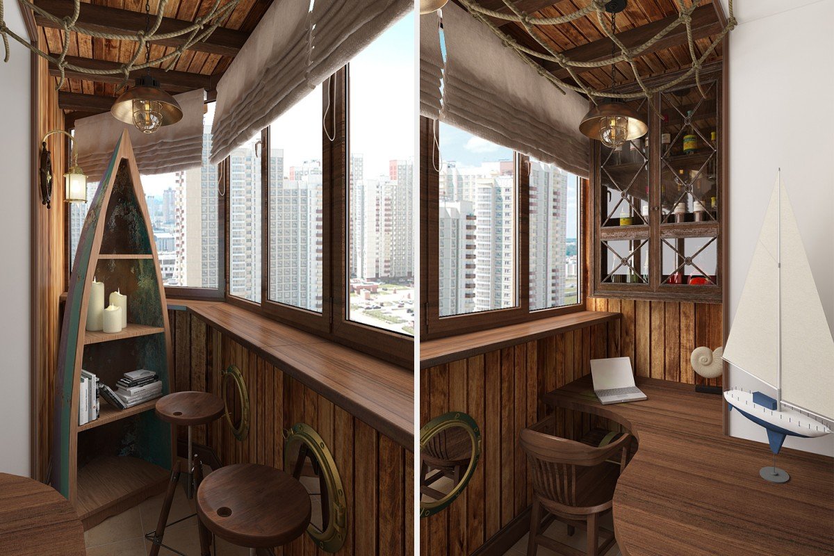 Дизайн балкона с барной стойкой