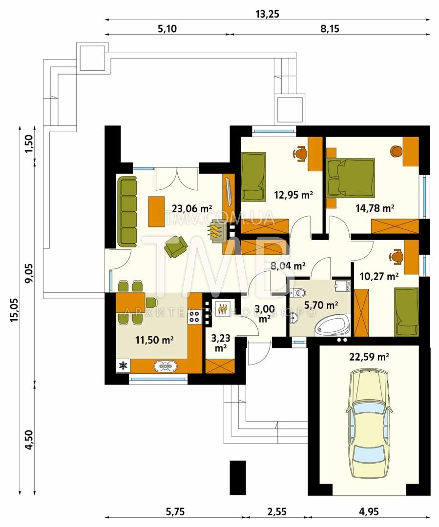 Современная планировка одноэтажного дома