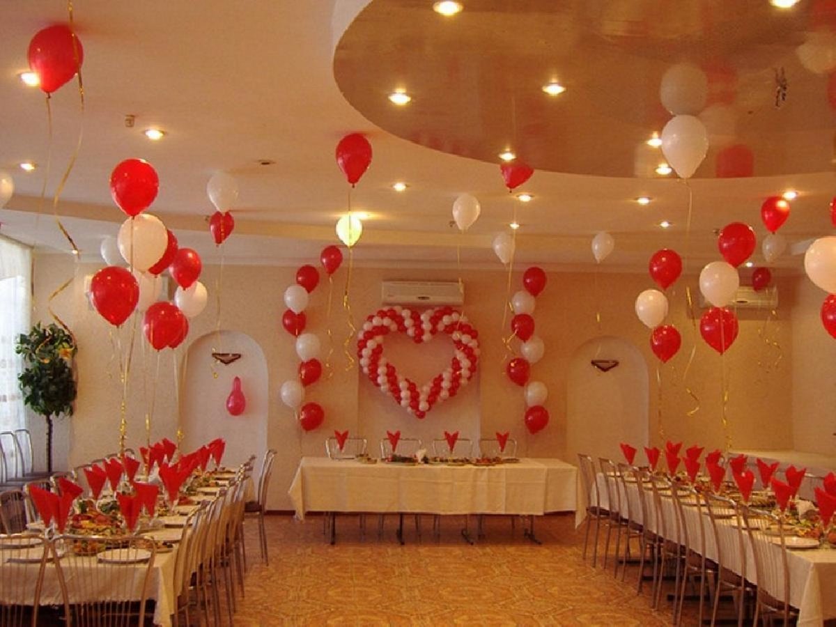 Оформление зала на свадьбу шарами