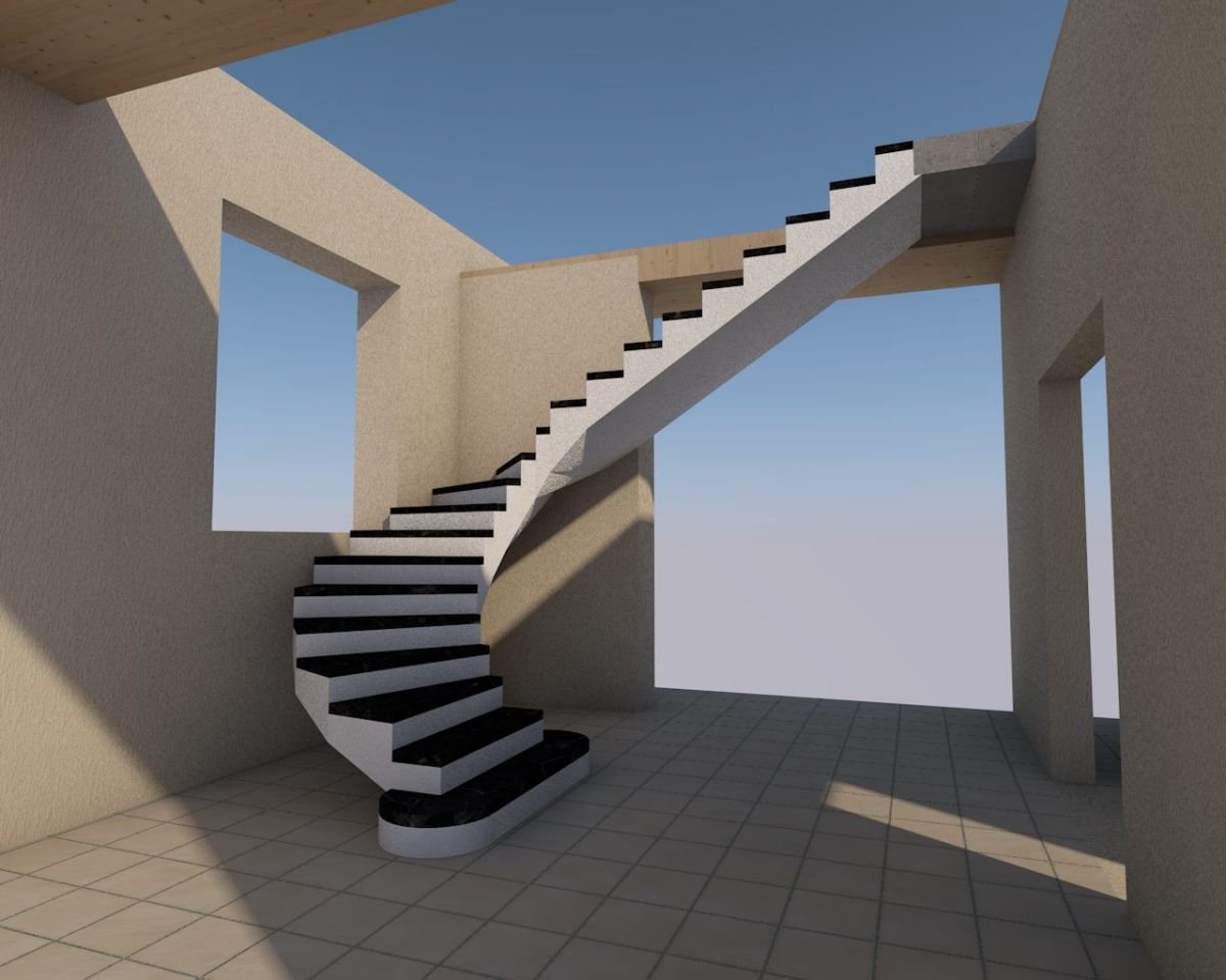 Бетонная лестница второй. Лестница в скетчап. Винтовая лестница в скетчап. Sketchup винтовая лестница. Одномаршевая бетонная лестница.