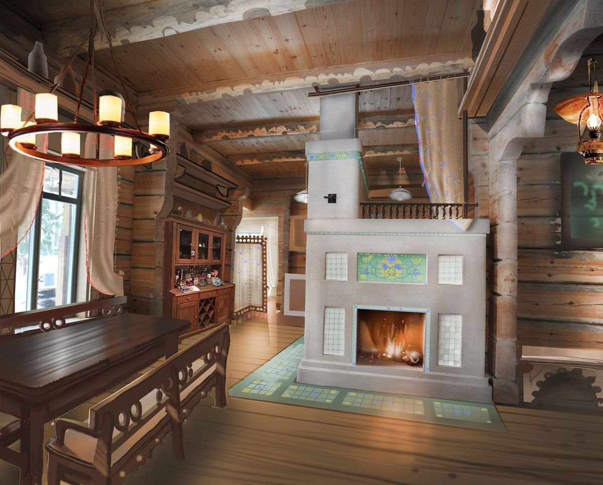 Планировка дома 6 на 6 м с печкой: русская печь в интерьере деревянного домика, печное отопление, деревенское убранство внутри - 69 фото