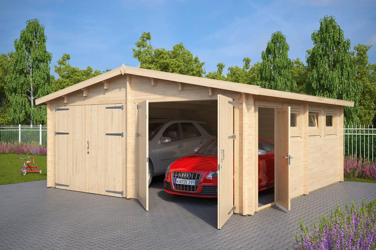Гараж на два места. Деревянный гараж. Машина в гараже. Деревянный гараж для автомобиля. Двойной гараж.