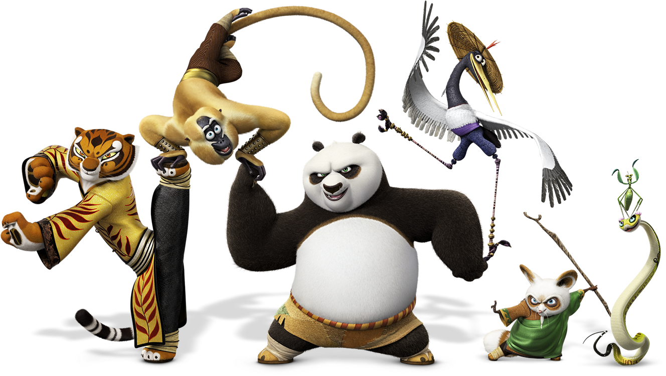 Кунг фу Панда. Кунг-фу Панда неистовая пятёрка. Кунг фу Панда 4. Главные герои кунг фу панда