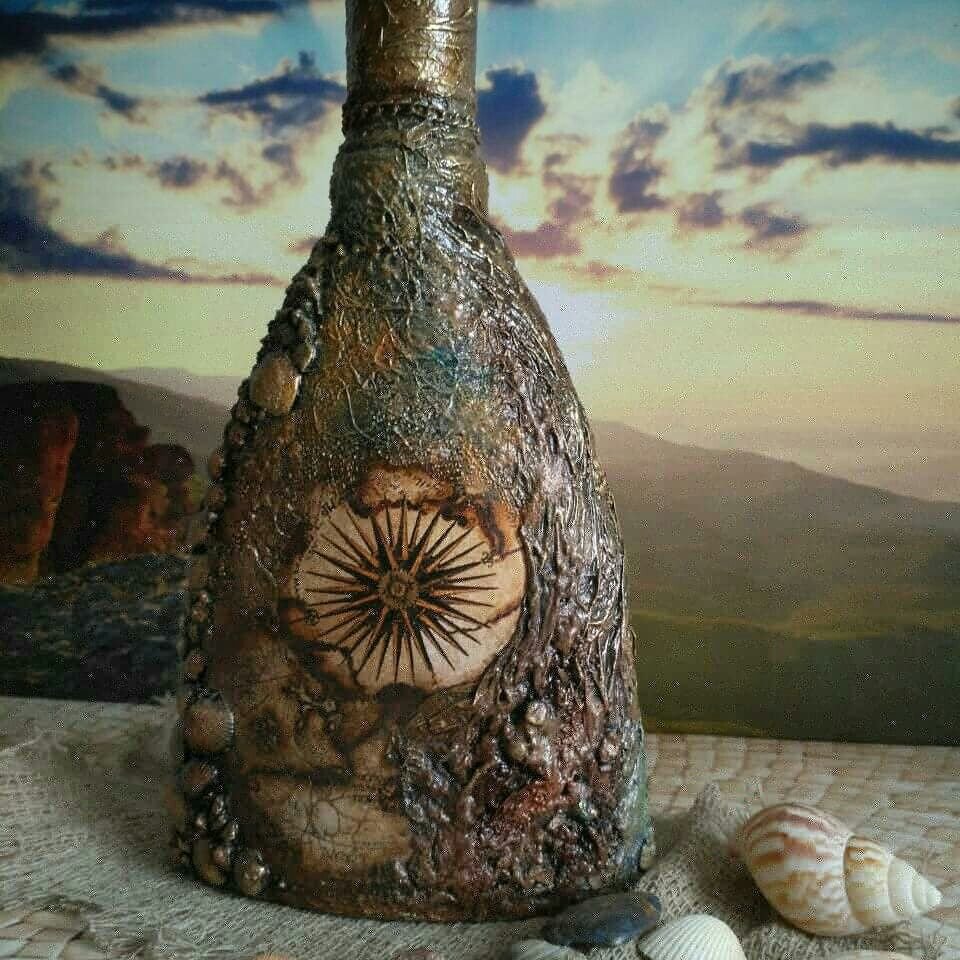 Декор бутылок салфетками