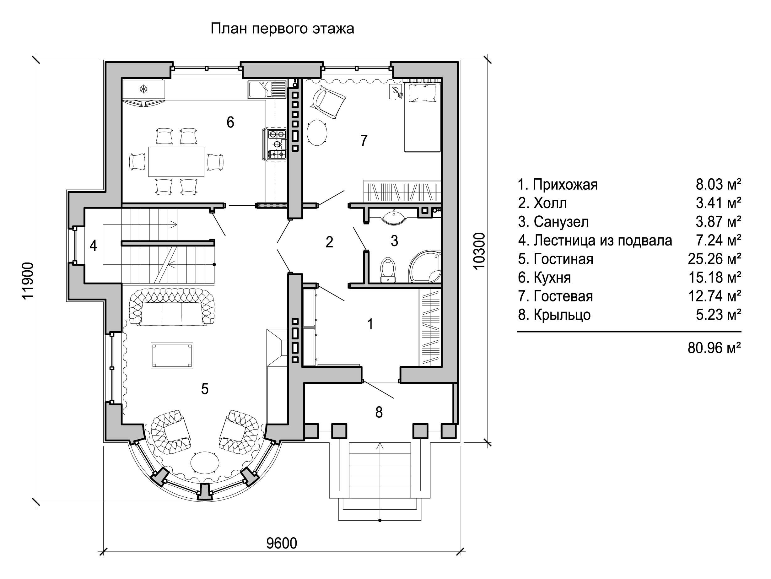 Планировка дома с эркером - 69 фото