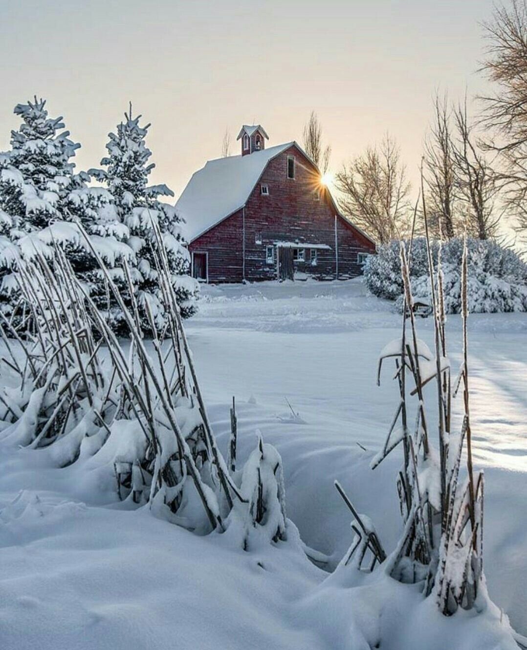 Дом в деревне зимой