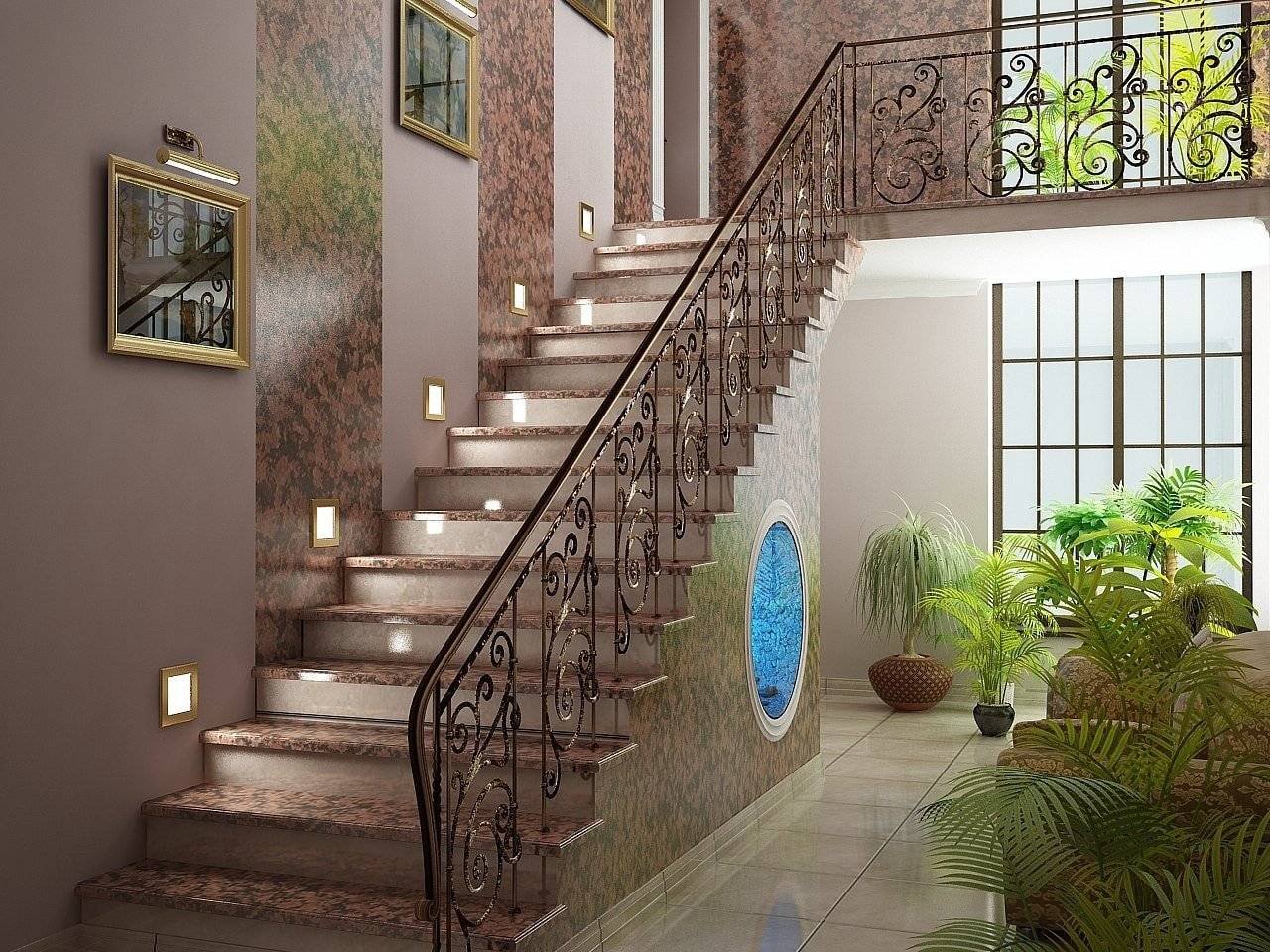 Дизайн под лестницей в частном